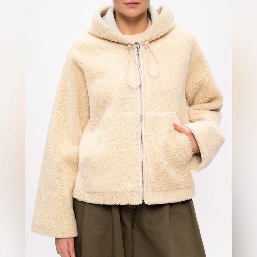 Loewe shearling Cream Hooded Jacket